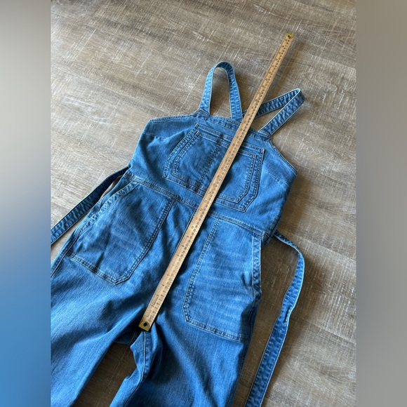 Duluth Trading Overalls Womens 6 blue denim Gardening Bibs Stretch Work Tie EUC - Picture 12 of 14